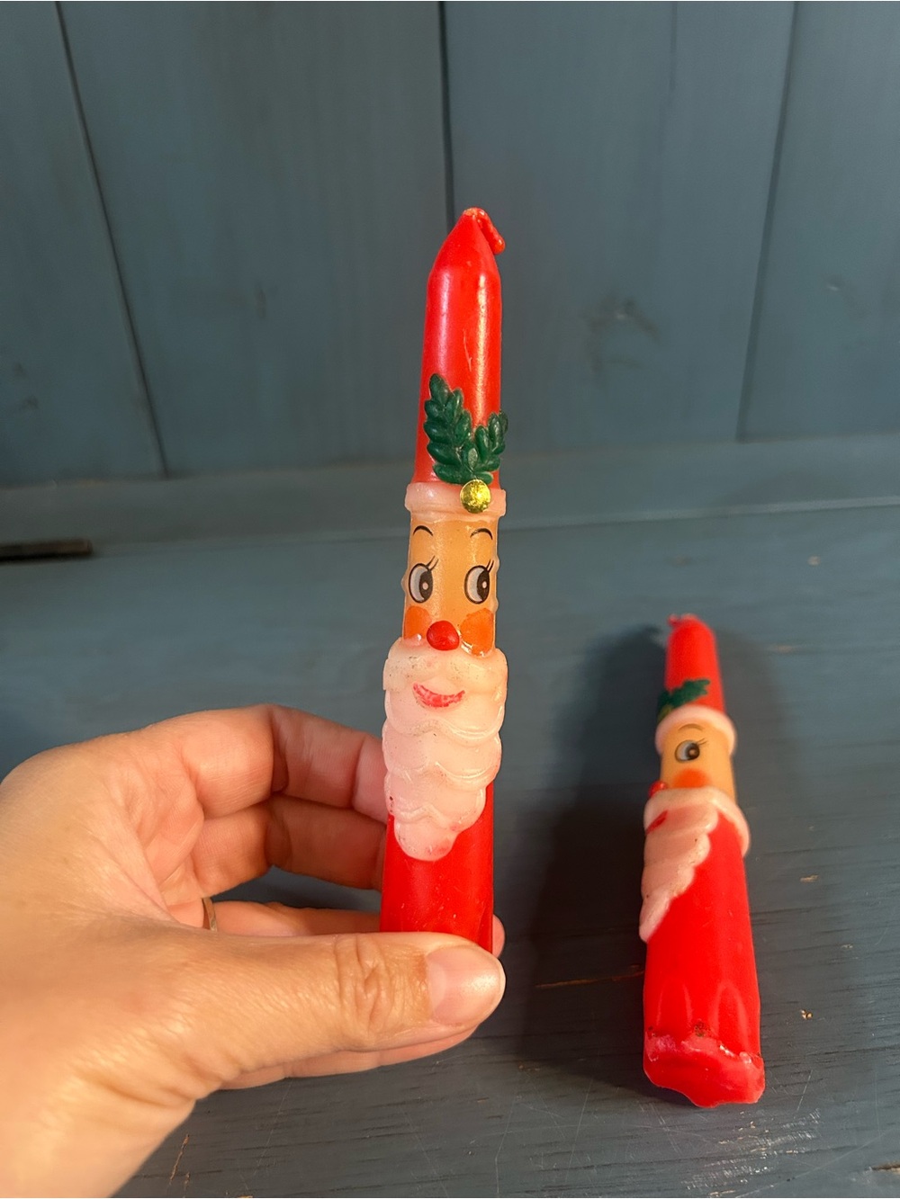 Vintage Santa Face Red Holiday 10” Taper Candle by Robert Alan - Mid Century
